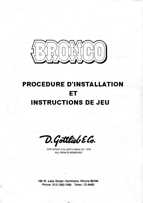 Manuel instruction BRONCO 1977 FR
